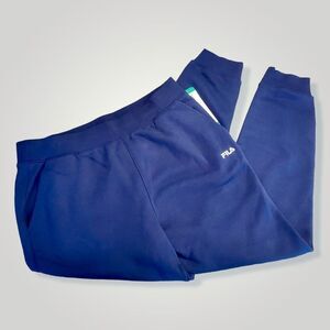 High Waisted Heavyweight Fleece Jogger Navy Peacoat Size XL | FILA